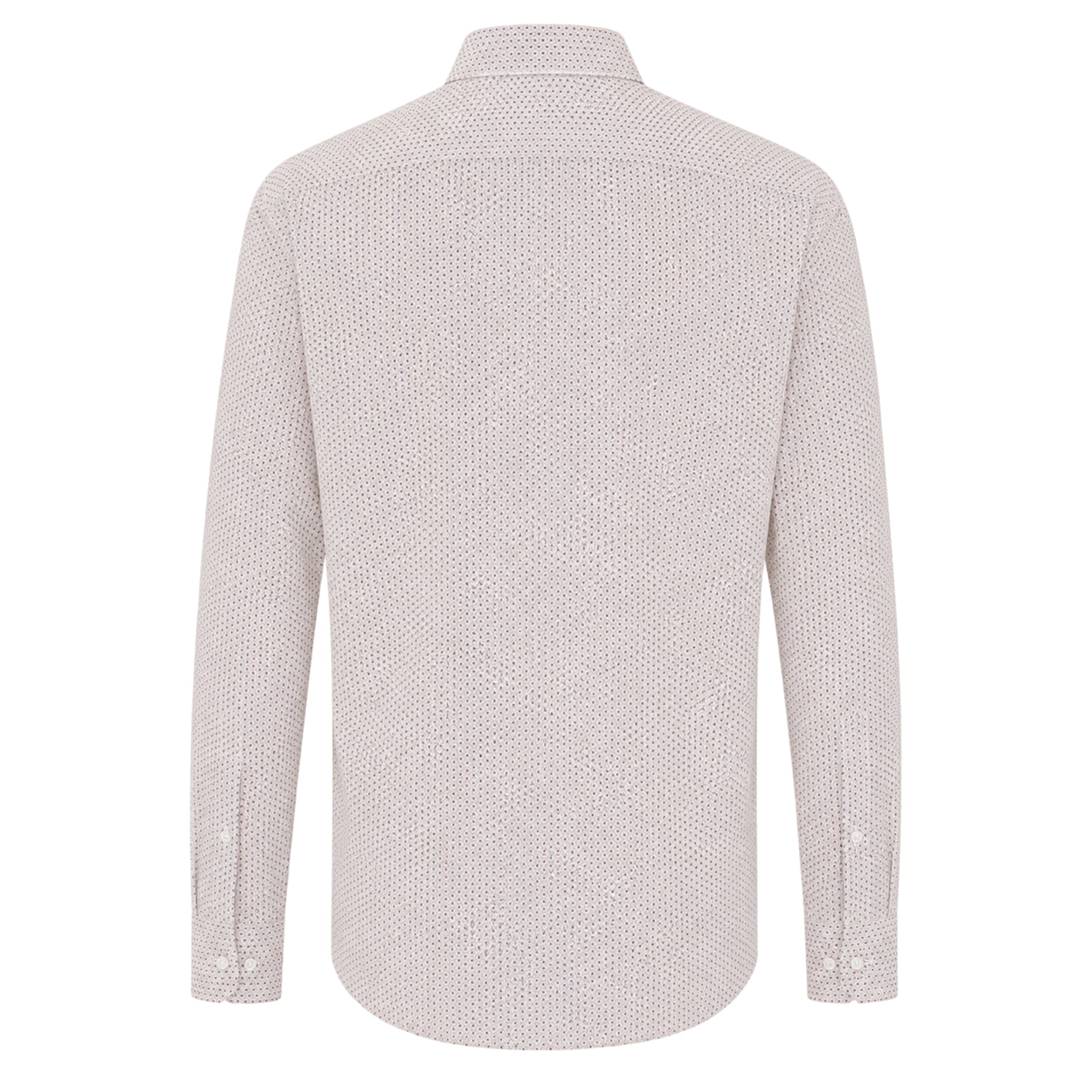 Medium Beige - Back - Boss Mens Geometric Point Collar Regular Shirt