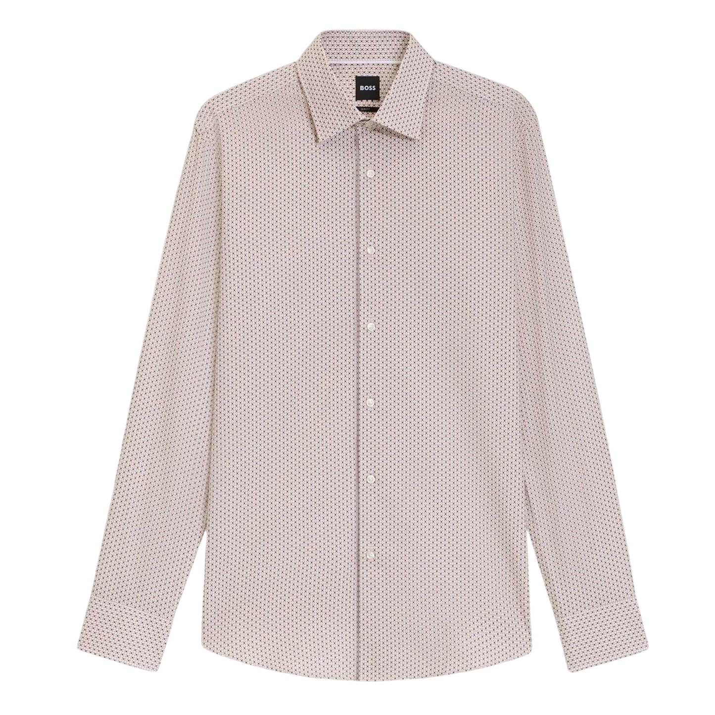 Medium Beige - Front - Boss Mens Geometric Point Collar Regular Shirt
