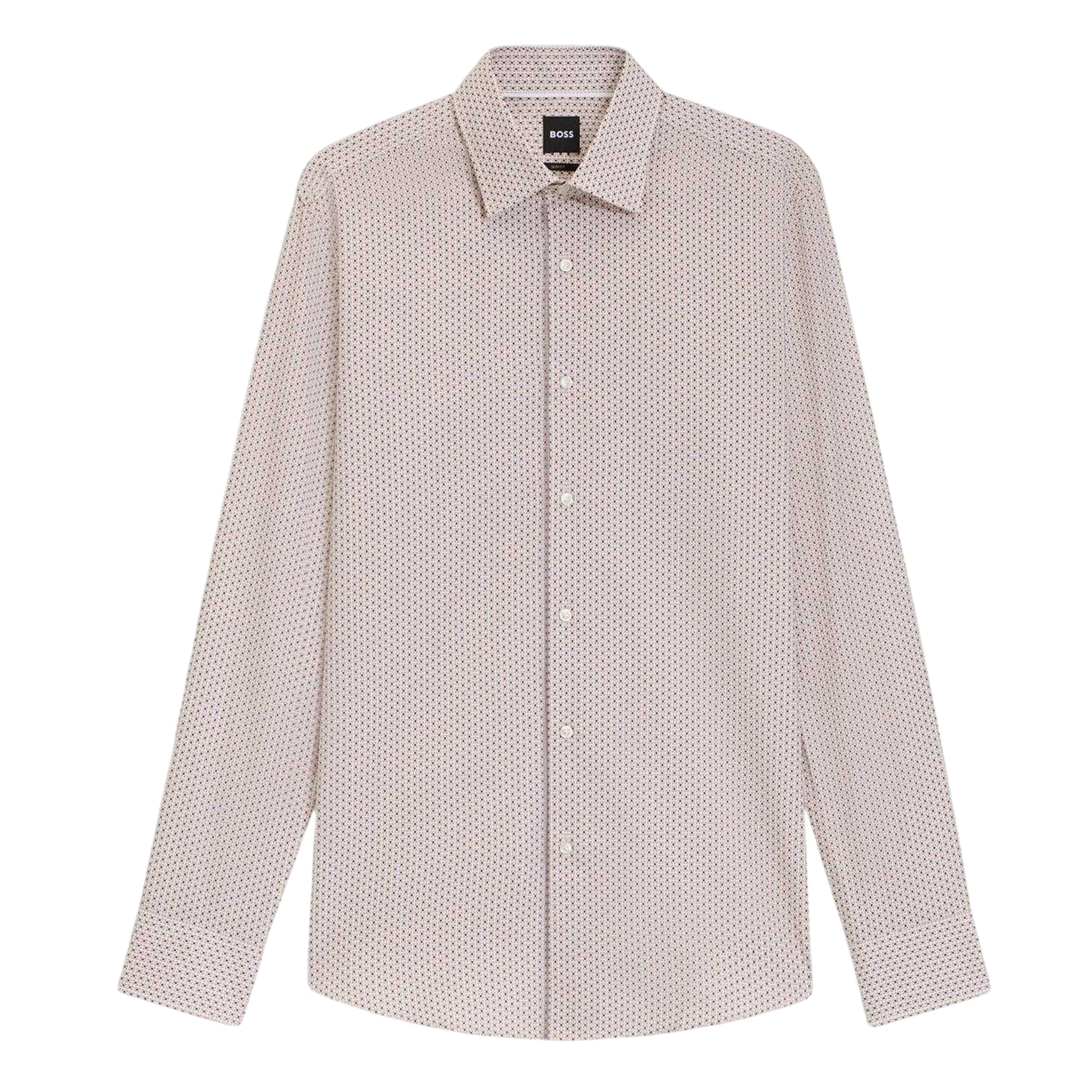 Medium Beige - Front - Boss Mens Geometric Point Collar Regular Shirt