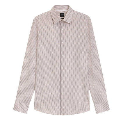 Medium Beige - Front - Boss Mens Geometric Point Collar Regular Shirt