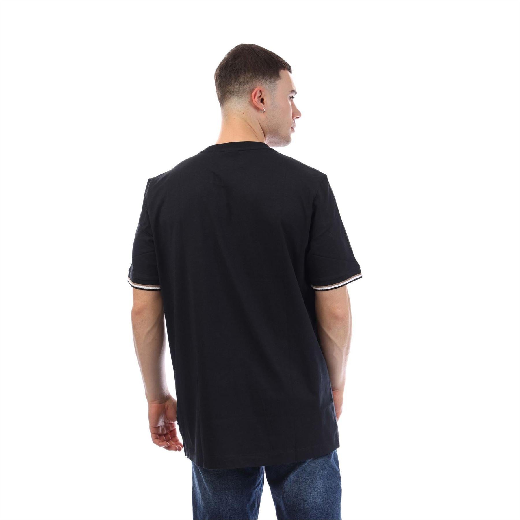 Dark Blue - Back - Boss Mens Signature Stripes Regular T-Shirt