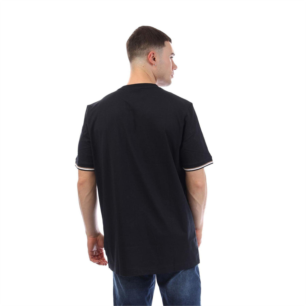Dark Blue - Back - Boss Mens Signature Stripes Regular T-Shirt