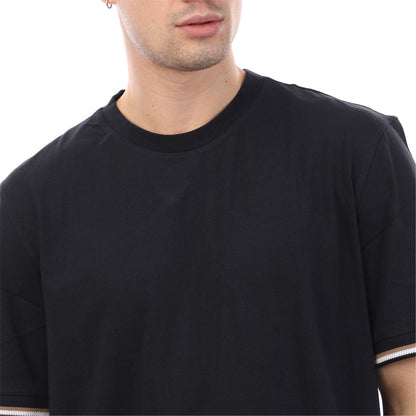 Dark Blue - Side - Boss Mens Signature Stripes Regular T-Shirt