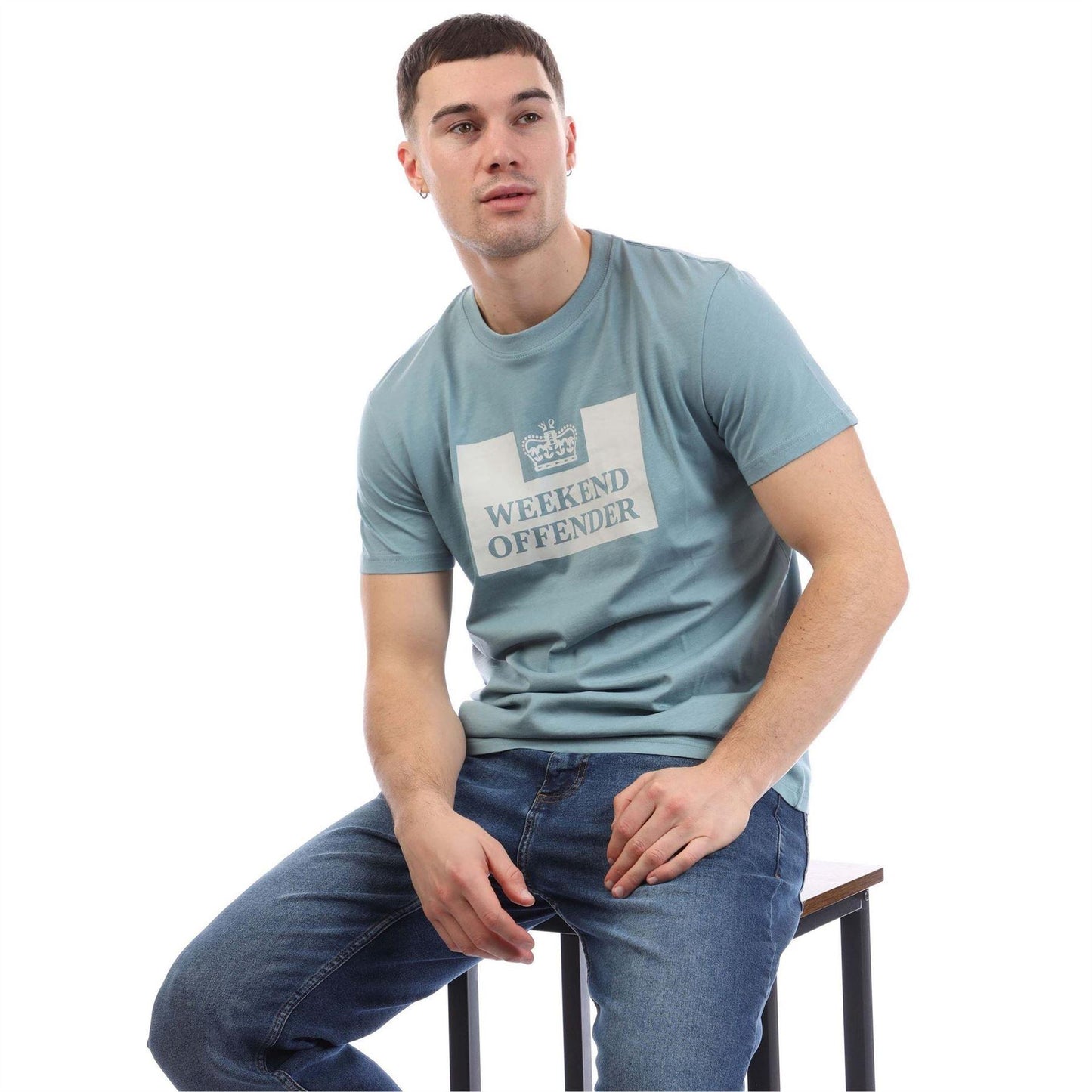 Light Blue - Lifestyle - Weekend Offender Mens McMoney Box Logo T-Shirt