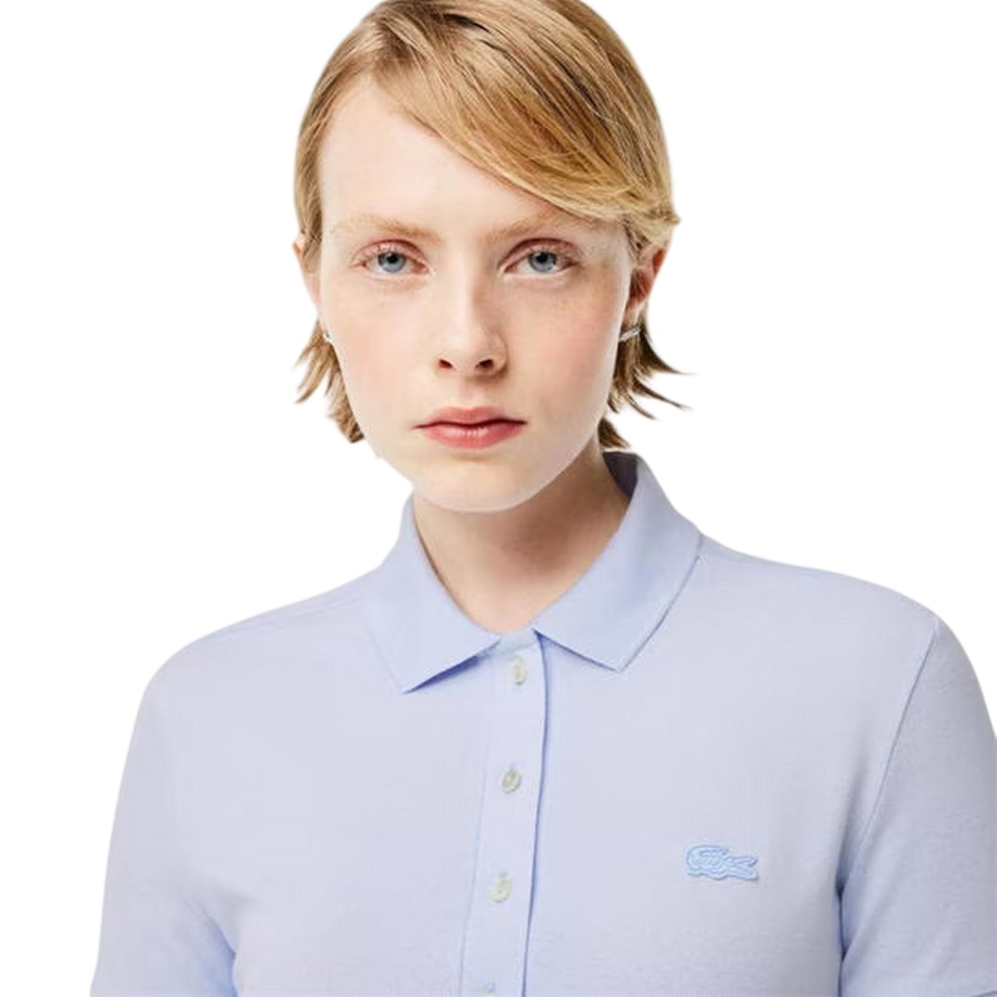 Light Blue - Side - Lacoste Womens-Ladies Collared Polo Shirt Dress
