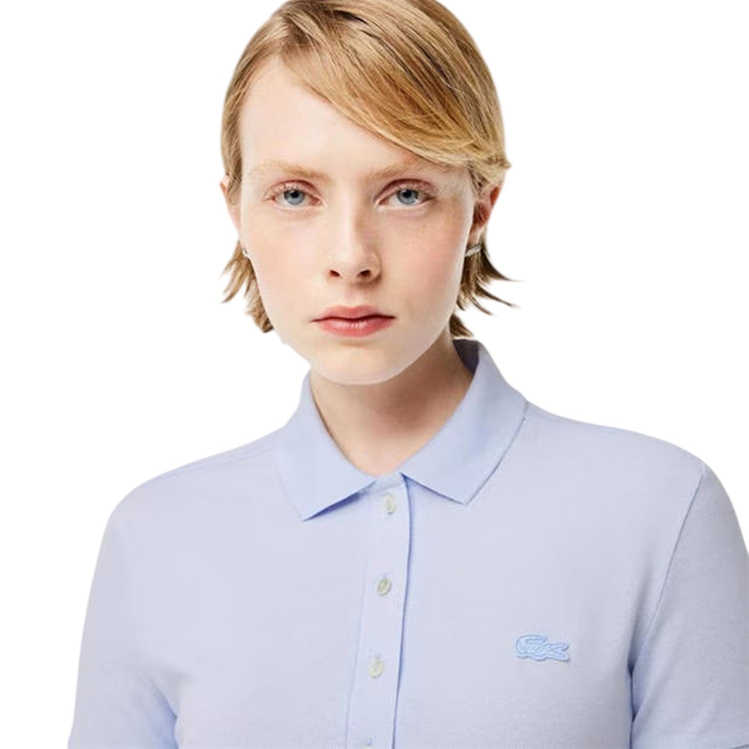 Light Blue - Side - Lacoste Womens-Ladies Collared Polo Shirt Dress