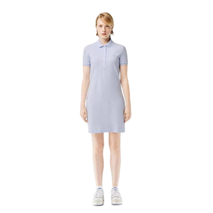 Light Blue - Lifestyle - Lacoste Womens-Ladies Collared Polo Shirt Dress