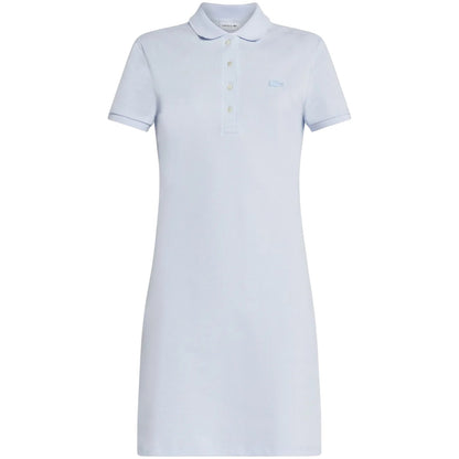 Light Blue - Front - Lacoste Womens-Ladies Collared Polo Shirt Dress