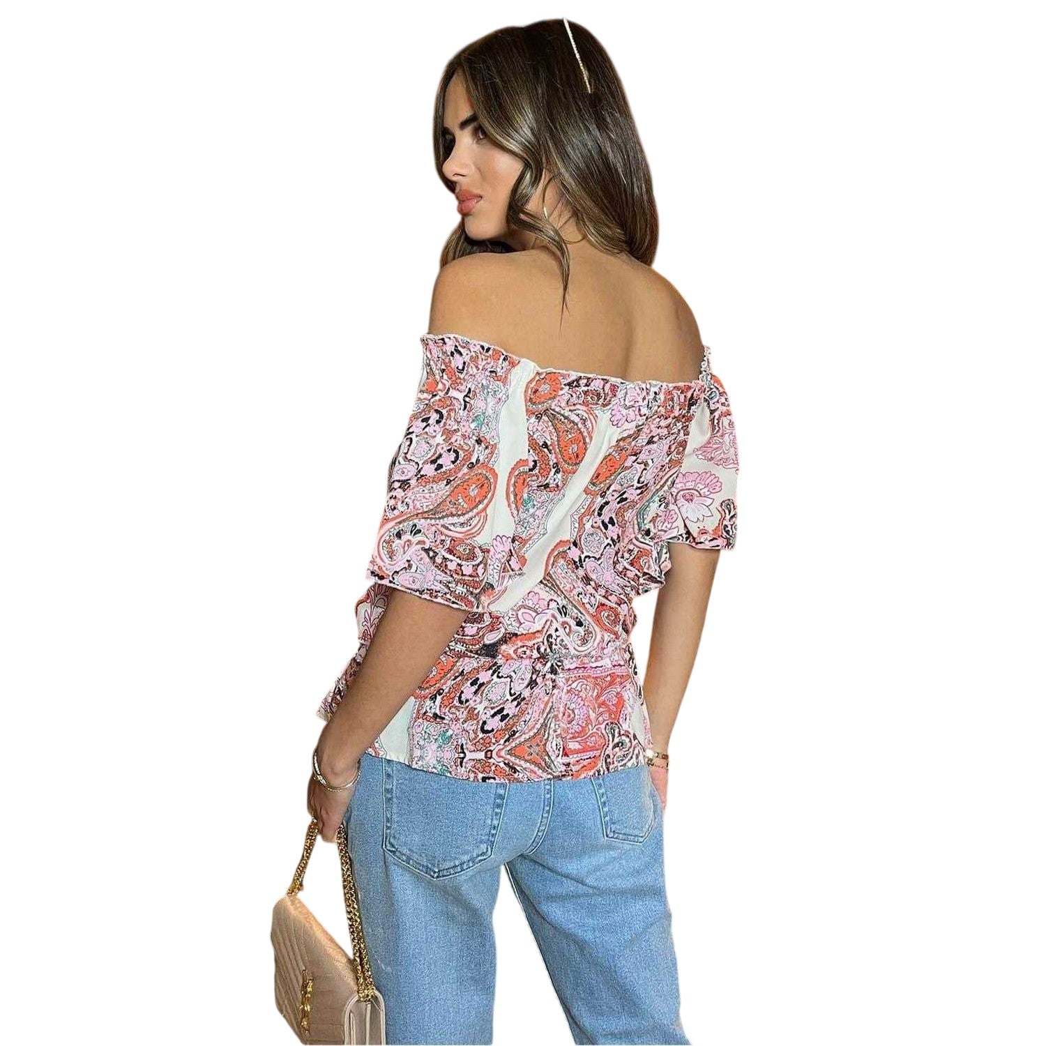 Multicoloured - Side - AX Paris Womens-Ladies Paisley Bardot Top