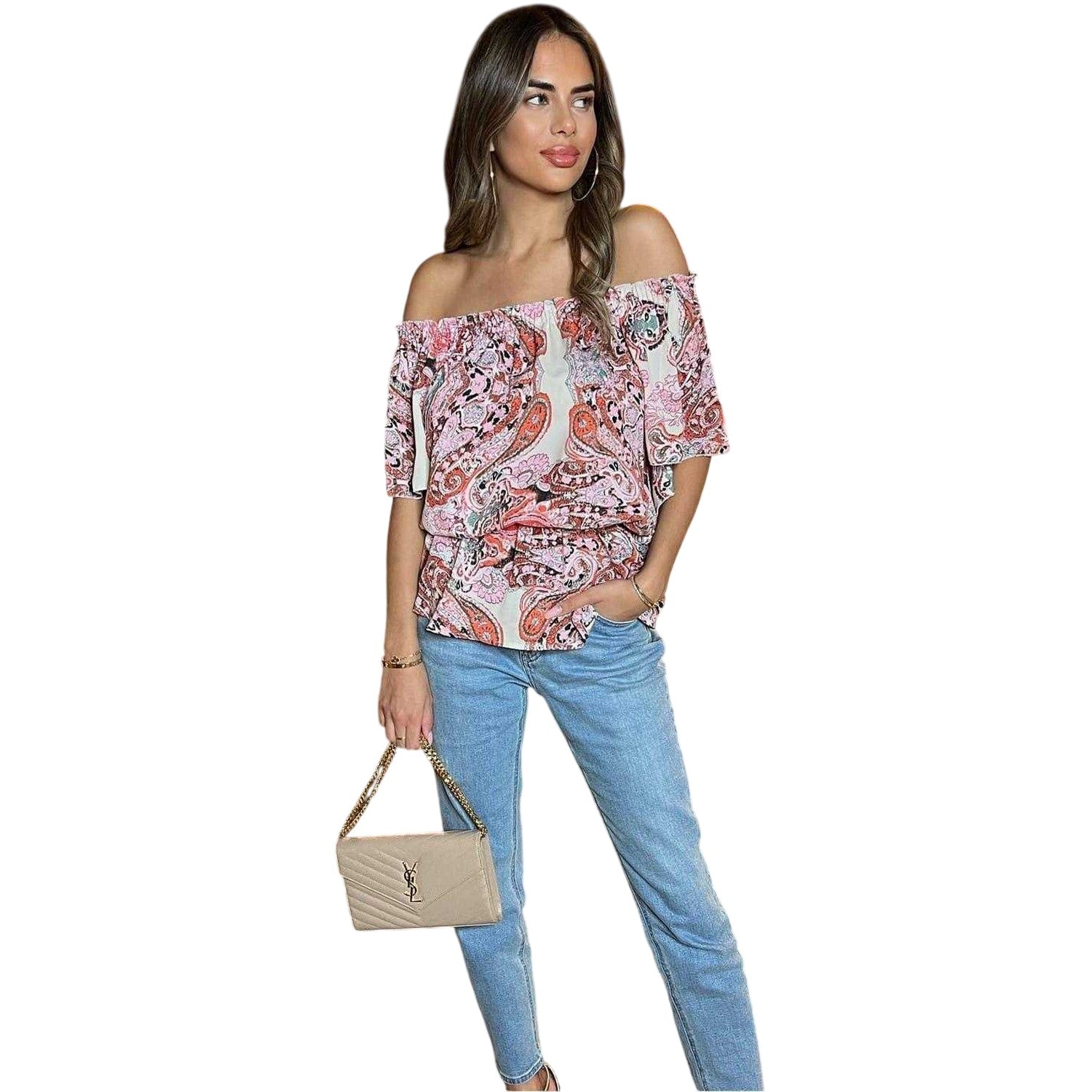 Multicoloured - Lifestyle - AX Paris Womens-Ladies Paisley Bardot Top
