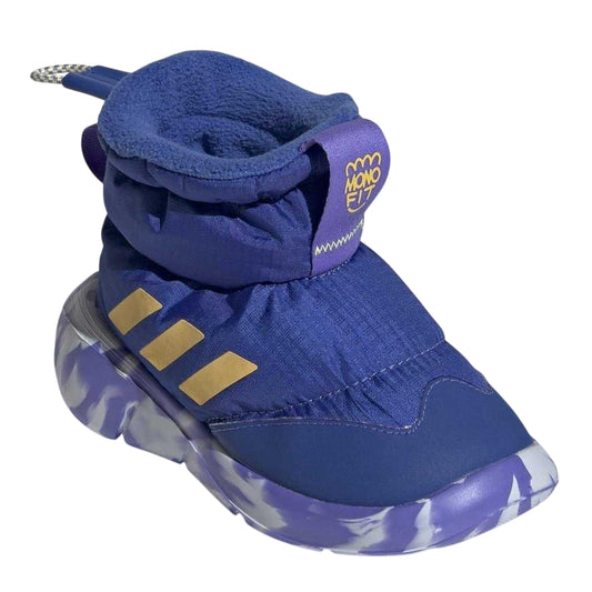 Royal Blue-Spark - Front - Adidas Childrens-Kids Monofit Marble Winter Boots