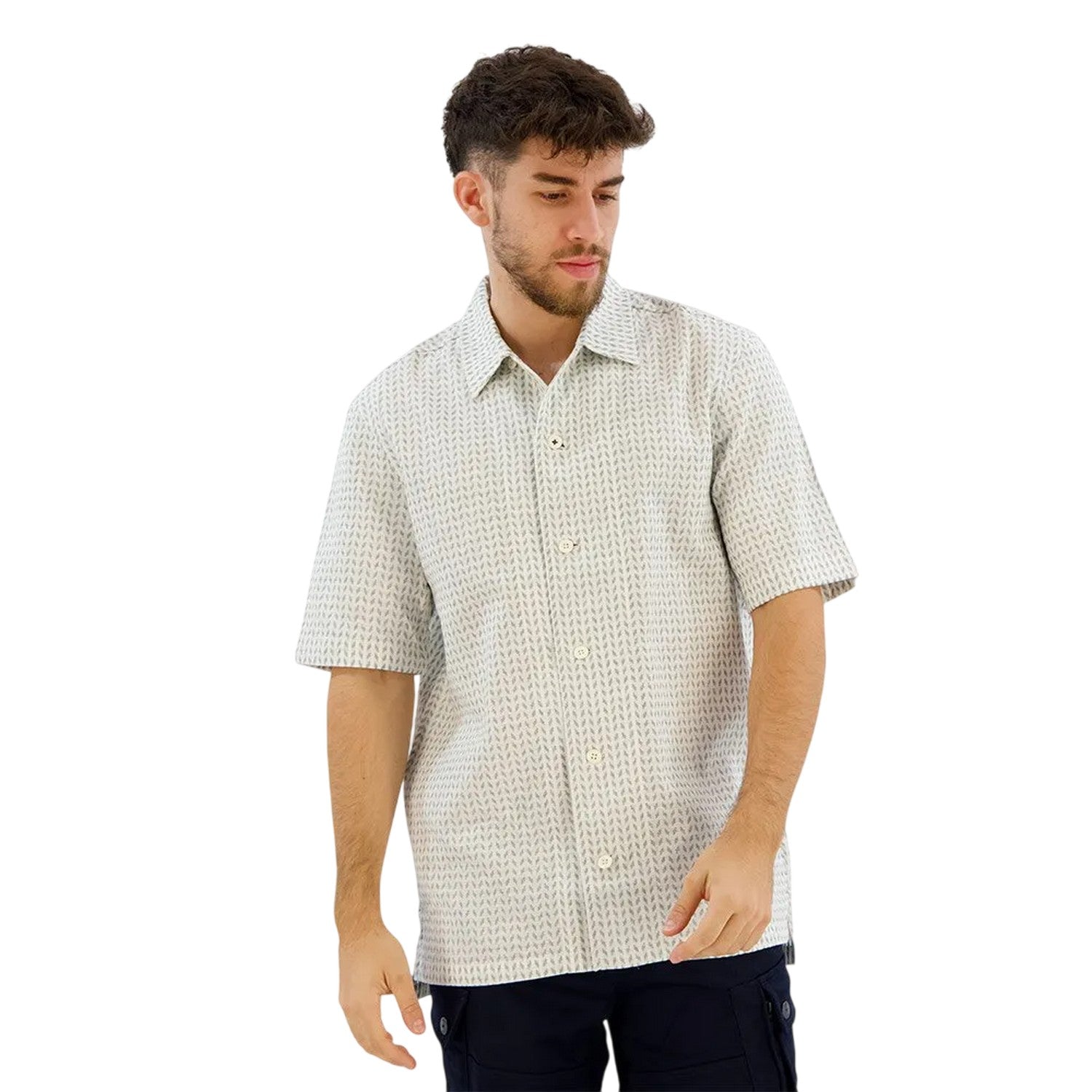 Blue-Milk - Side - G-Star Mens Geometric Regular Resort Shirt