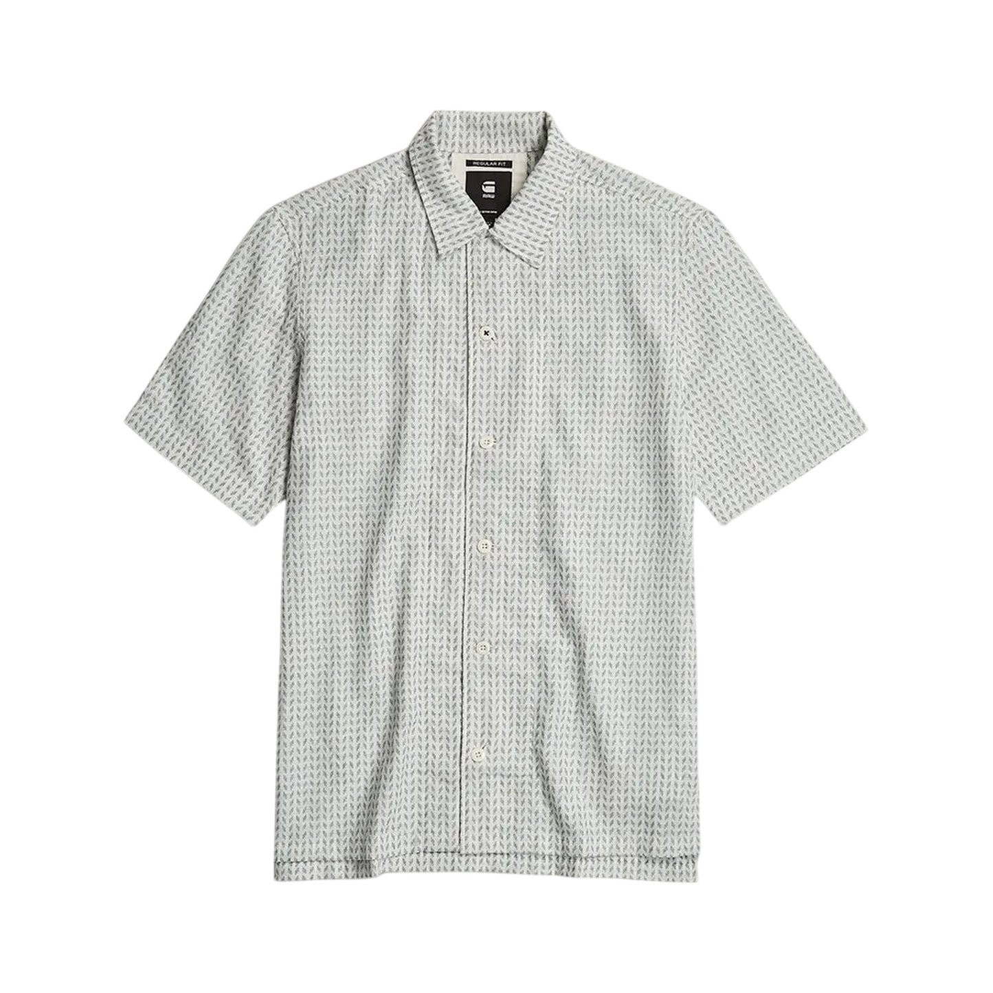 Blue-Milk - Front - G-Star Mens Geometric Regular Resort Shirt