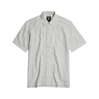 Blue-Milk - Front - G-Star Mens Geometric Regular Resort Shirt