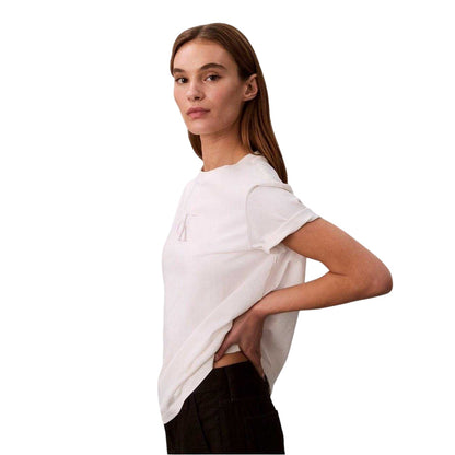 White - Lifestyle - Calvin Klein Womens-Ladies Foil Relaxed Fit T-Shirt
