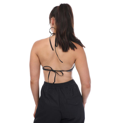 White-Black - Back - Adidas Womens-Ladies Originals Gingham Cropped Halter Top