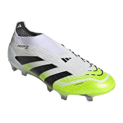 White-Black-Lemon - Front - Adidas Mens Predator Elite Firm Ground Football Boots