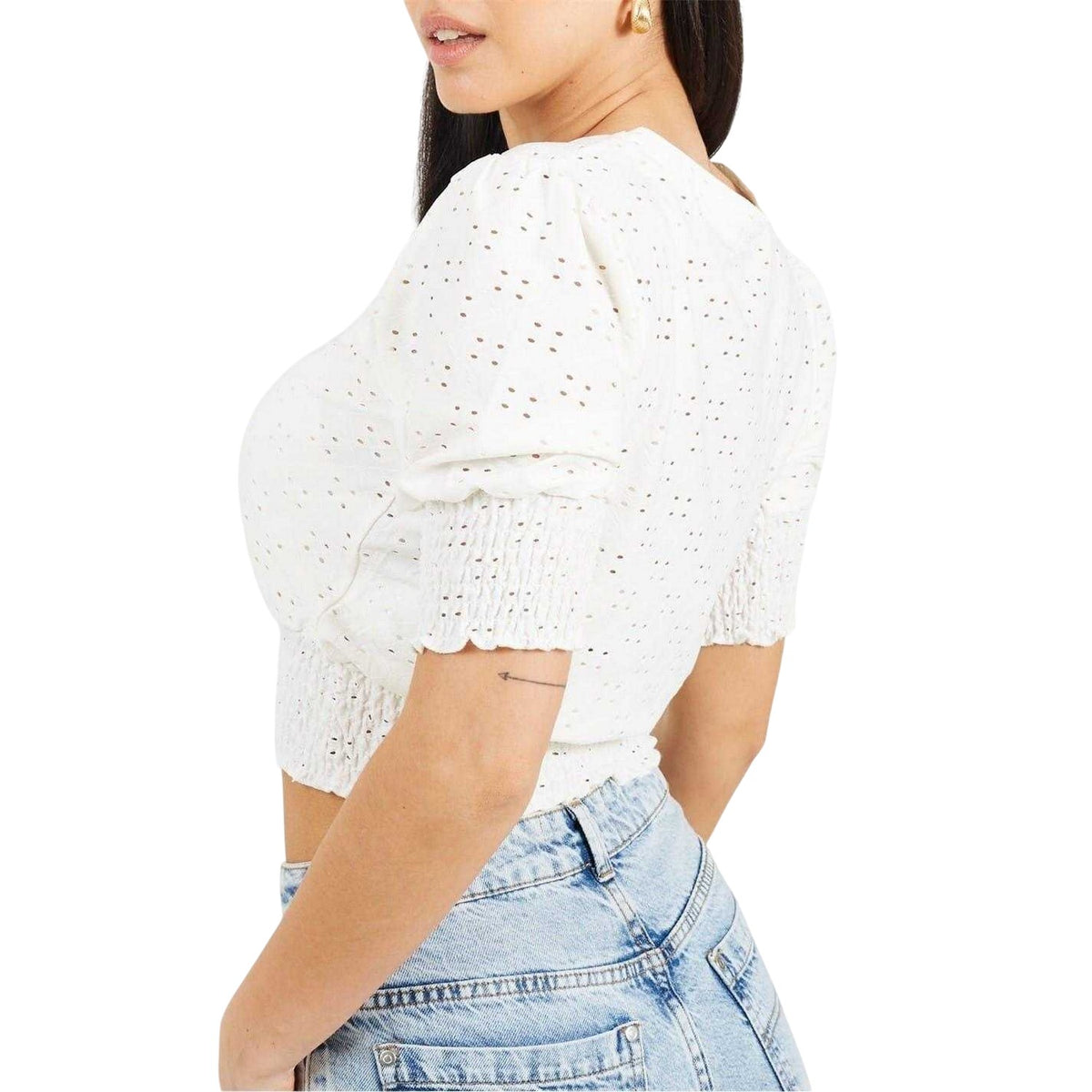 White - Back - Brave Soul Womens-Ladies Shirred Top