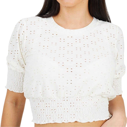 White - Side - Brave Soul Womens-Ladies Shirred Top