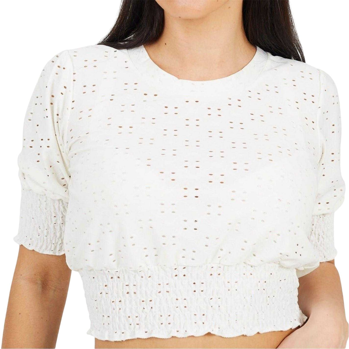 White - Side - Brave Soul Womens-Ladies Shirred Top
