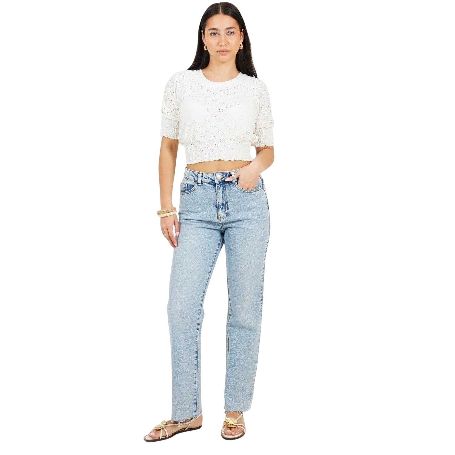 White - Lifestyle - Brave Soul Womens-Ladies Shirred Top