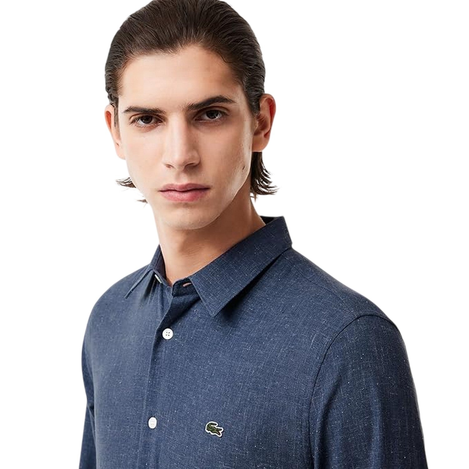 Navy Blue - Side - Lacoste Mens Regular Long-Sleeved Shirt