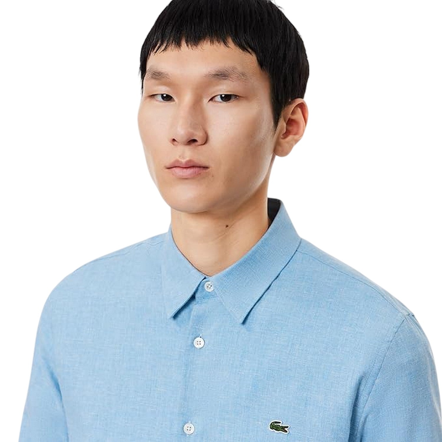 Pastel Cornflour Blue - Side - Lacoste Mens Regular Long-Sleeved Shirt