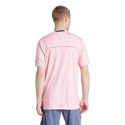 Pink - Back - Adidas Mens France Training T-Shirt