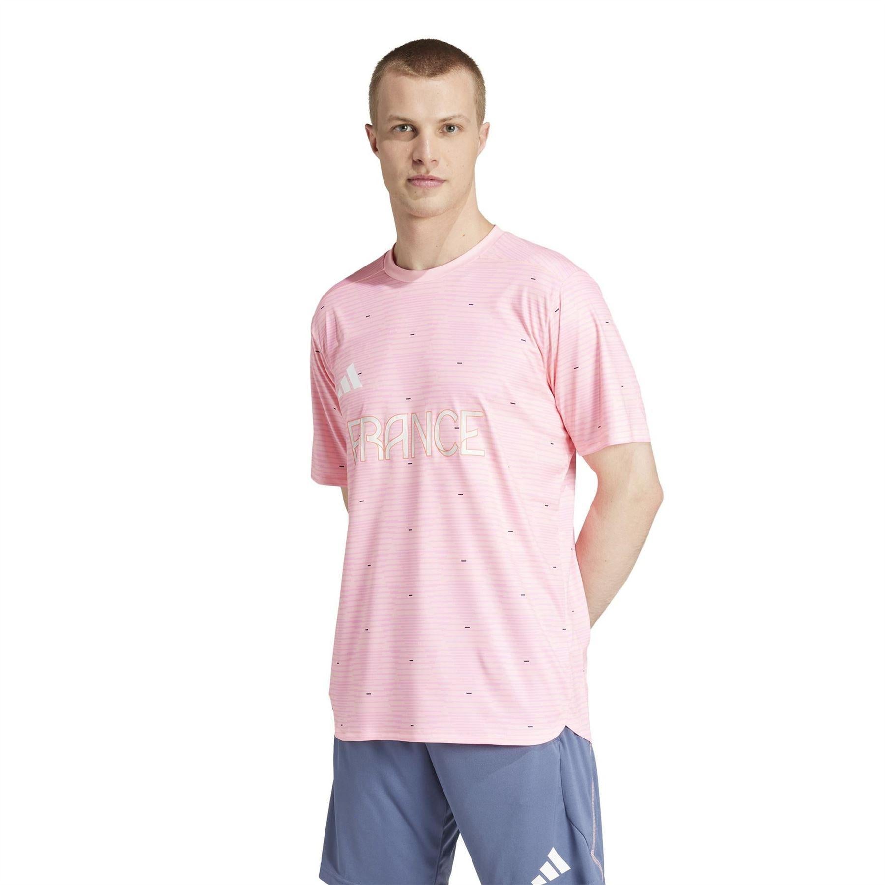 Pink - Pack Shot - Adidas Mens France Training T-Shirt