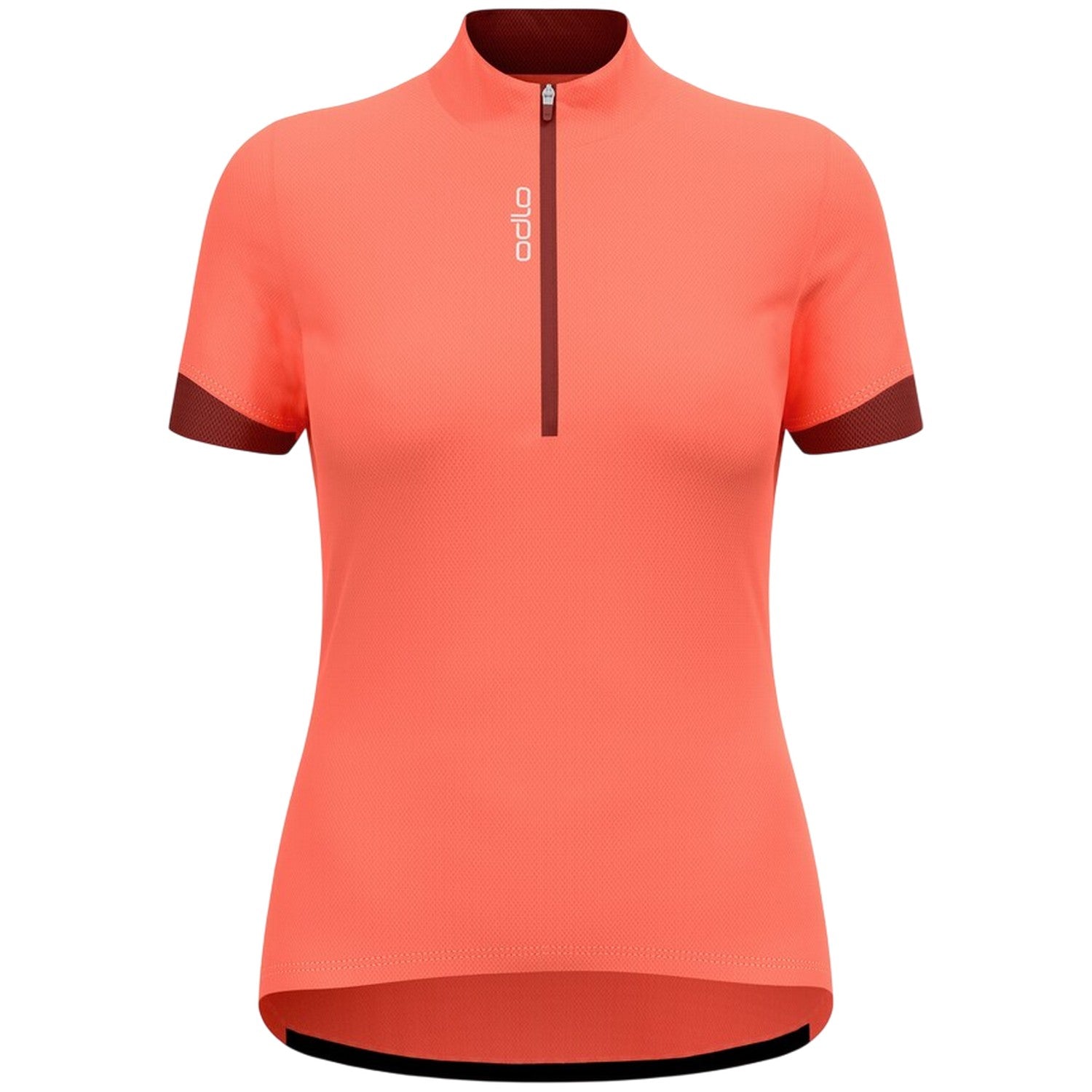 Coral - Front - Odlo Womens-Ladies Colour Block Regular Cycling Jersey