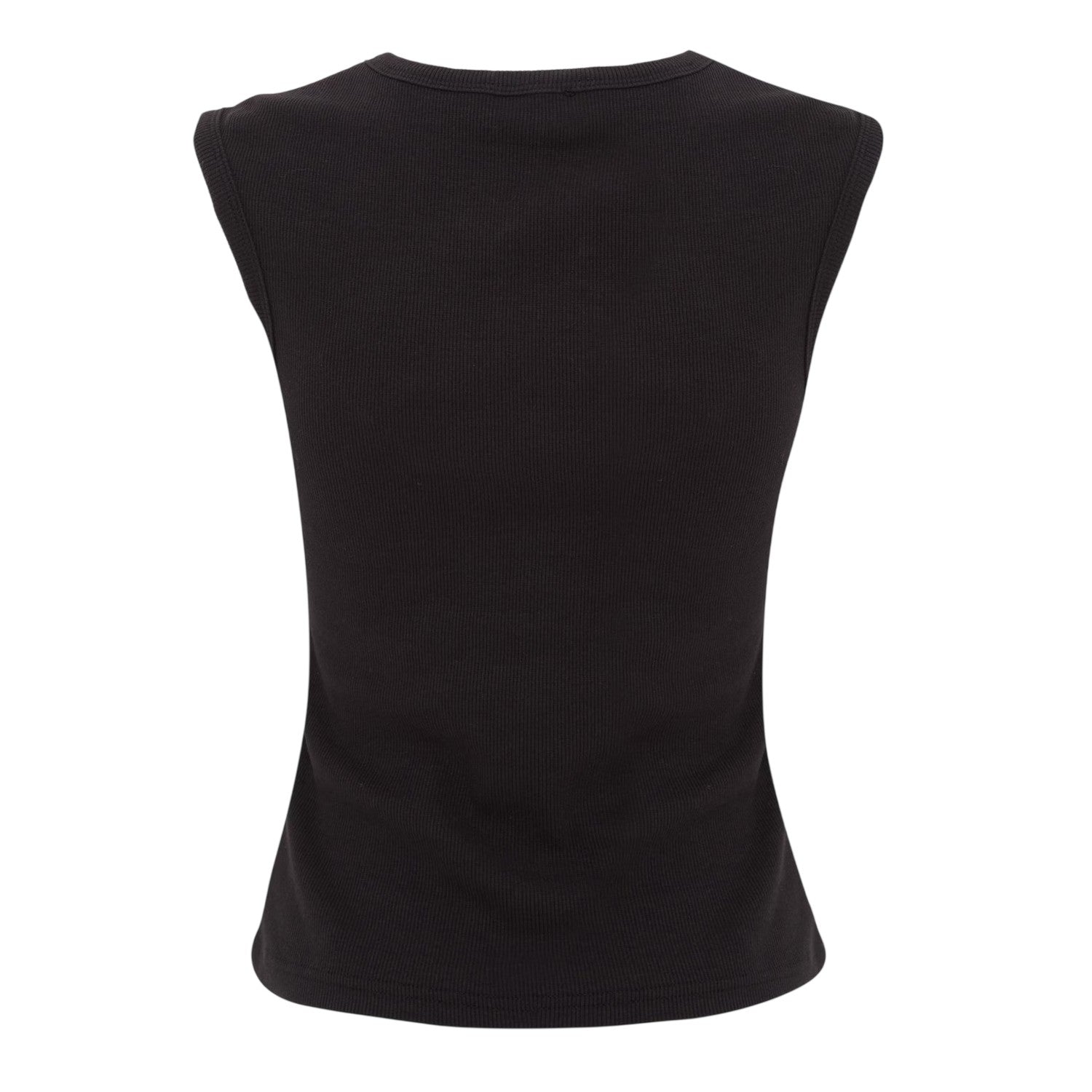 Black - Back - I Saw It First Womens-Ladies Ribbed Button Fitted Top