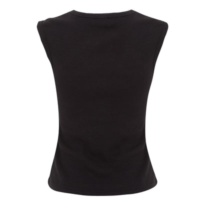 Black - Back - I Saw It First Womens-Ladies Ribbed Button Fitted Top