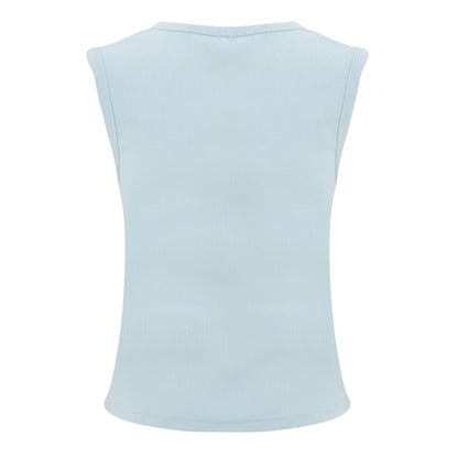 Light Blue - Back - I Saw It First Womens-Ladies Ribbed Button Fitted Top