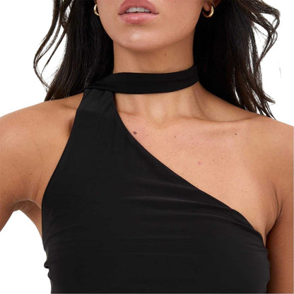 Black - Side - I Saw It First Womens-Ladies Silky One Shoulder Crop Top
