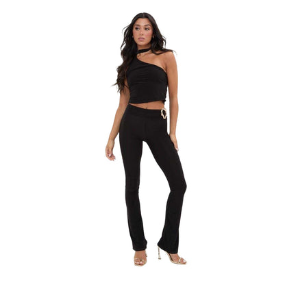 Black - Lifestyle - I Saw It First Womens-Ladies Silky One Shoulder Crop Top