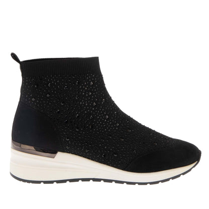 Black - Back - Dune London Womens-Ladies Diamante Sock Trainers