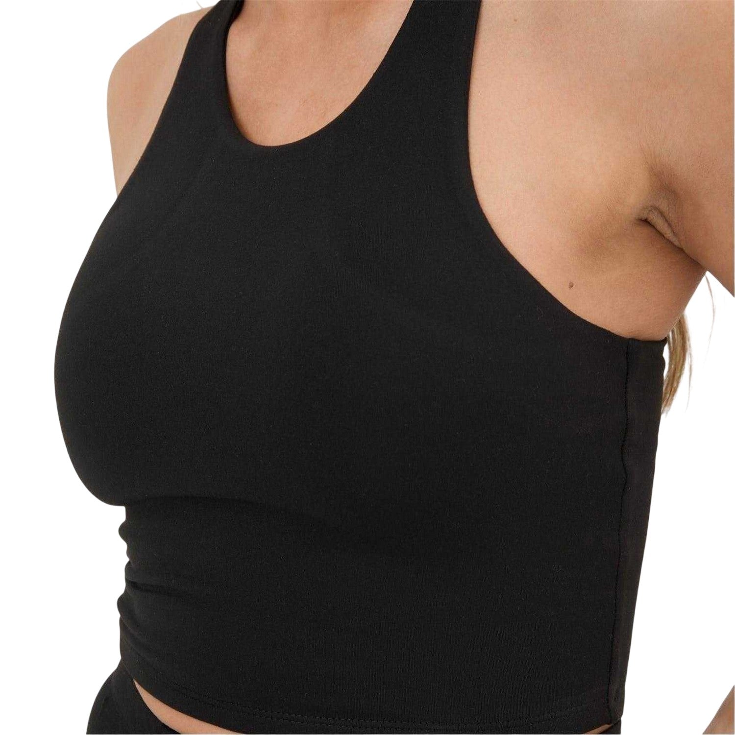 Black - Side - I Saw It First Womens-Ladies Cropped Fitted Vest Top