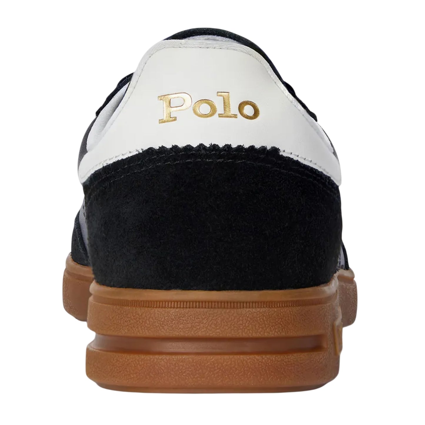 Black-Gum - Back - Ralph Lauren Mens Embroidered Logo Leather Flat Trainers