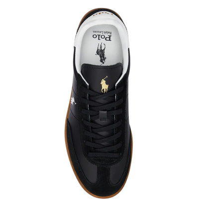 Black-Gum - Lifestyle - Ralph Lauren Mens Embroidered Logo Leather Flat Trainers