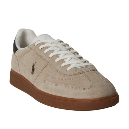 White-Gum - Front - Ralph Lauren Mens Embroidered Logo Leather Flat Trainers