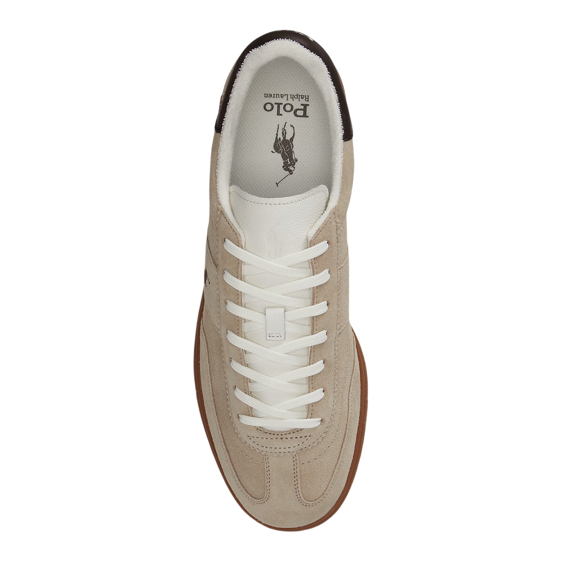 White-Gum - Lifestyle - Ralph Lauren Mens Embroidered Logo Leather Flat Trainers