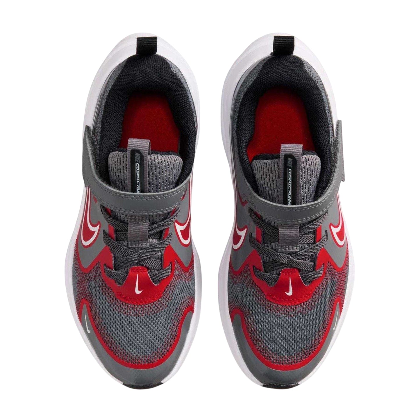 Grey-Red - Pack Shot - Nike Childrens-Kids Cosmic Hook and Loop Trainers