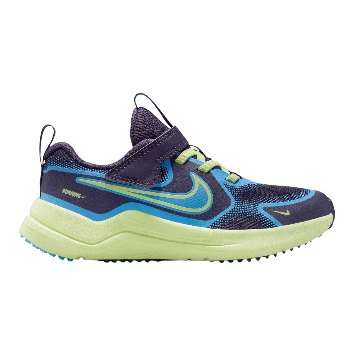Raisin Purple-Lime Green - Front - Nike Childrens-Kids Cosmic Hook and Loop Trainers