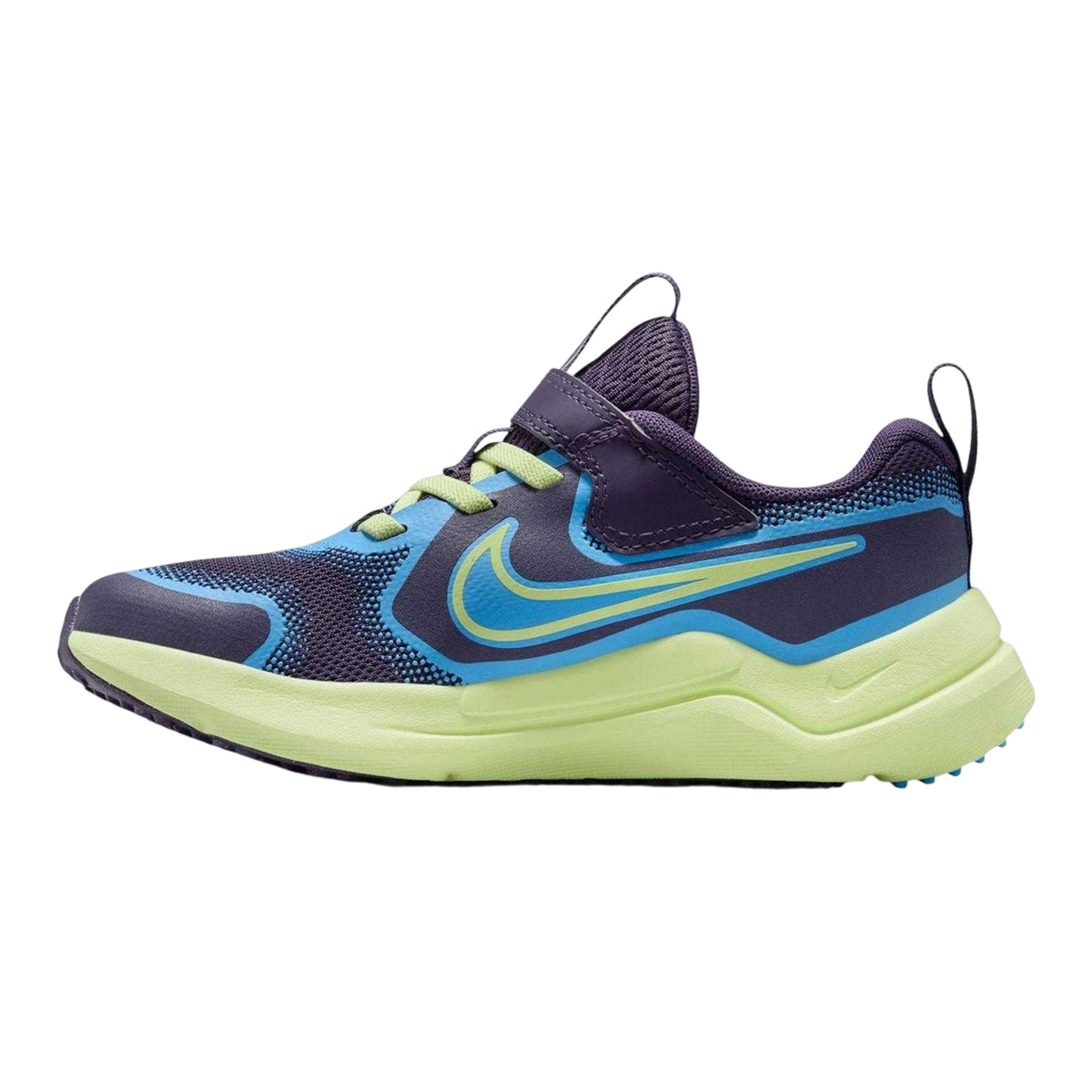 Raisin Purple-Lime Green - Back - Nike Childrens-Kids Cosmic Hook and Loop Trainers