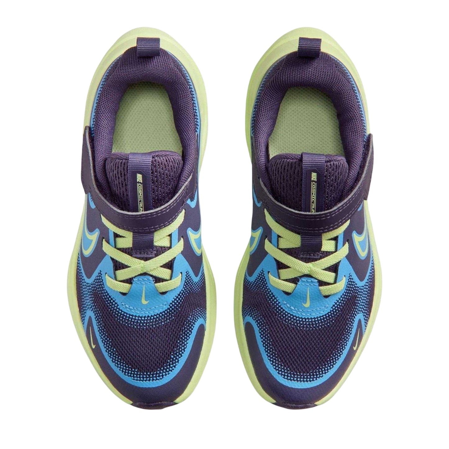Raisin Purple-Lime Green - Side - Nike Childrens-Kids Cosmic Hook and Loop Trainers