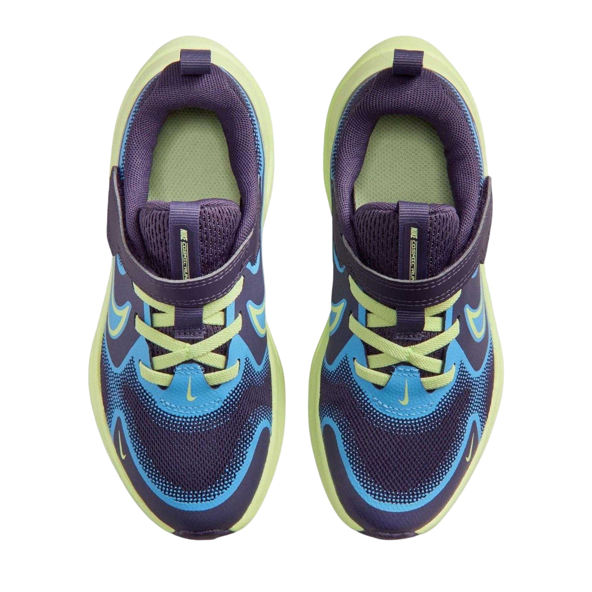 Raisin Purple-Lime Green - Side - Nike Childrens-Kids Cosmic Hook and Loop Trainers