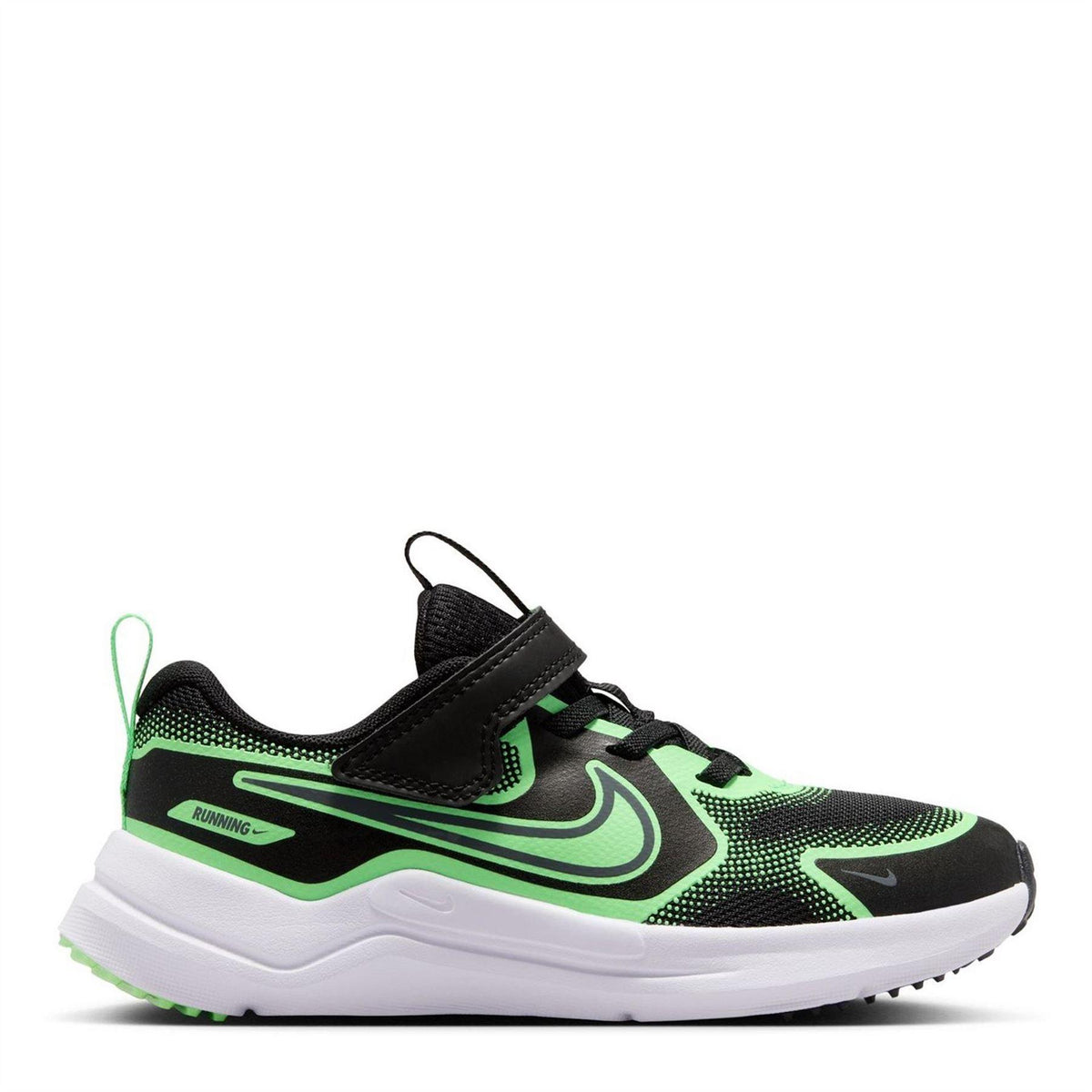 Black-Green - Front - Nike Childrens-Kids Cosmic Hook and Loop Trainers