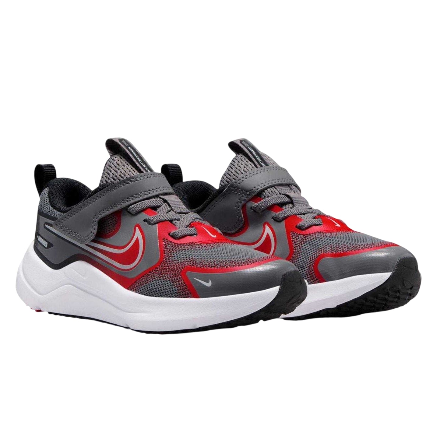 Grey-Red - Back - Nike Childrens-Kids Cosmic Hook and Loop Trainers