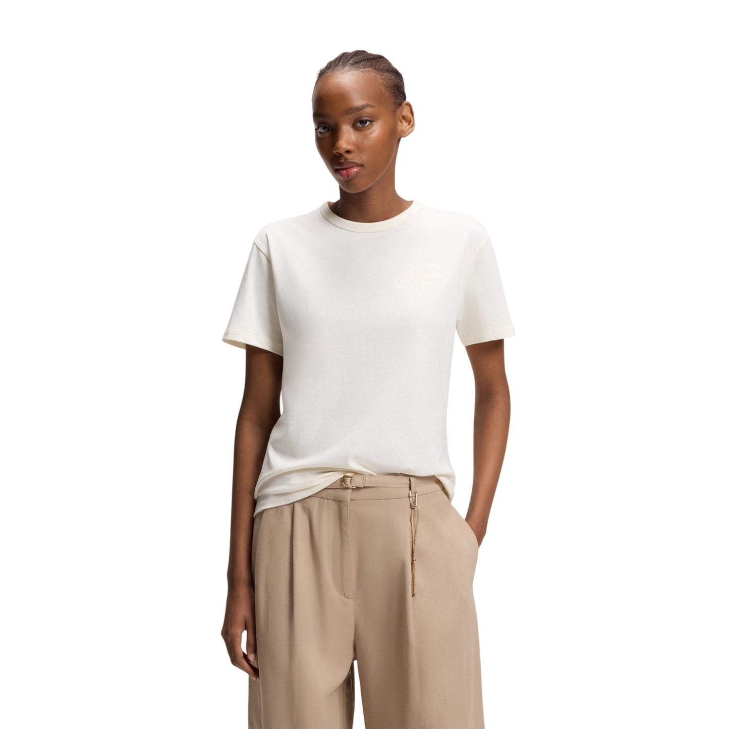 Cream - Side - Hugo Womens-Ladies Damacia Plain T-Shirt