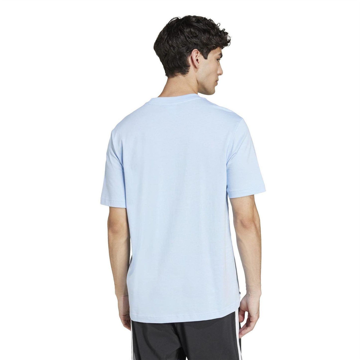 Glow Blue - Back - Adidas Mens Logo Cotton T-Shirt